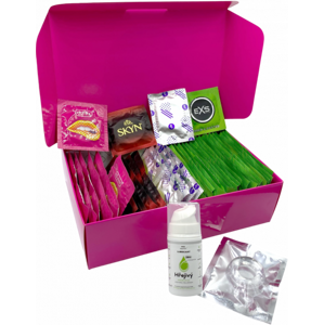 Súprava vrúbkovaných kondómov – Stimulation pack (72 ks) + SE hrejivý lubrikačný gél 15 ml + erekčný krúžok