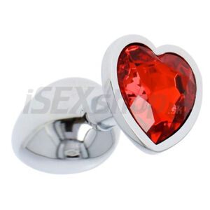 Malý kovový análny kolík s kryštáľom červené srdce S